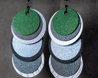 Paper Earrings from beccasblend in silver and green