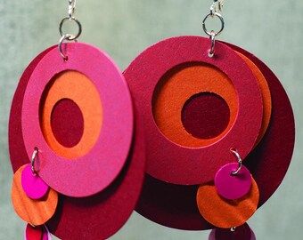 Crazy Big Red, Orange Paper Earrings from beccasblend