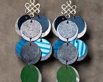 Paper Earrings from beccasblend in blue, green and silver