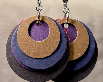 Paper Earrings from beccasblend in gold, blue and pink