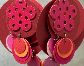 Crazy Big Paper Earrings with Flower from beccasblend