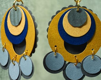 Gold and Blue Paper Earrings from beccasblend