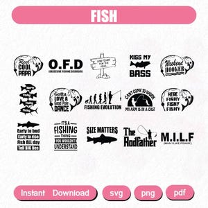 FISHING SVG Bundle, FISHING Svg Cut Files for Cricut, Fishing Lure Svg, Bass Svg, Trout Svg, Hook Svg