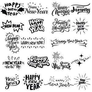 Pacchetto SVG di Felice Anno Nuovo, SVG di Capodanno, Anno svg, Nuovo Svg, Felice SVG, Png, File Svg per Cricut, Silhouette, Celebrazione svg, Cricut