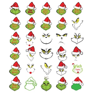 Grinch Face SVG/PNG-bundel, Grinch Santa Christmas Png, grappige favoriet Grinch Christmas Svg, Grinch Christmas Svg, Grinch Clipart-bestanden