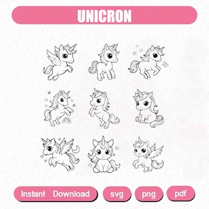 Unicorn Bundle Svg | Unicorn png | Cute Unicorn Svg | Unicorn Cut File | Unicorn Birthday Girl | Unicorn Clipart | Cricut | Baby Nursery