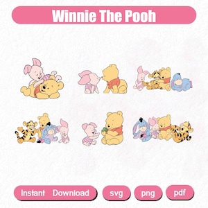 Winnie the Pooh SVG Bundle, Layered Vector Files, Digital download, Svg Bundle, Silhouette, Winnie the Pooh svg, easter png, png, dxf