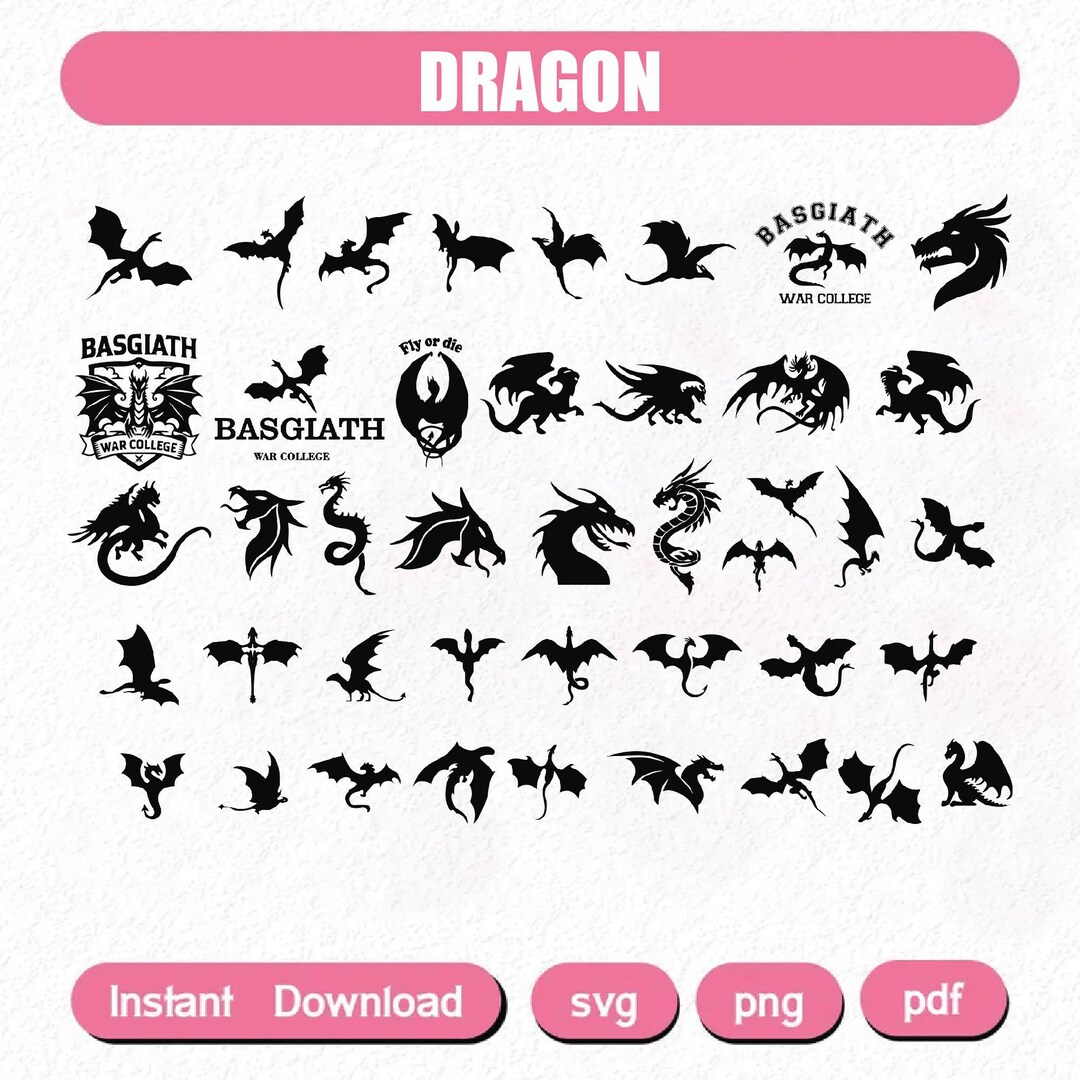 Dragon Svg Bundle, Dragon Svg, Dragon Cut File, Dragons Head, Dragon ...