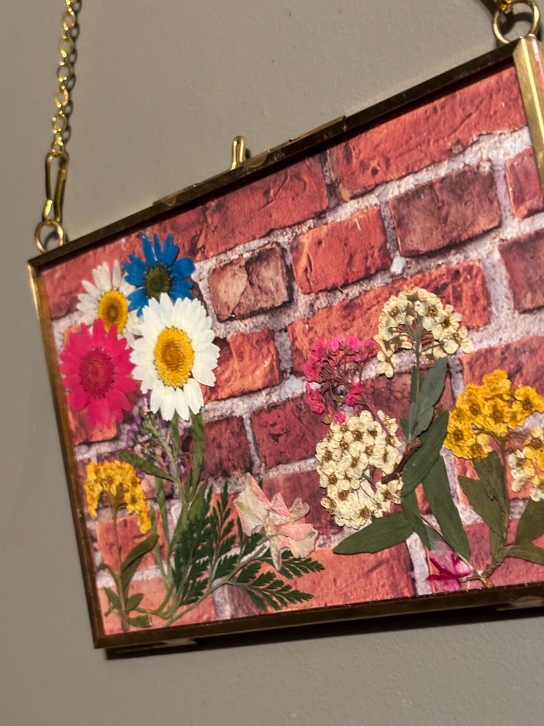 Custom Graffiti Flowers, Pressed Flower Wall Hanging, Spray Paint