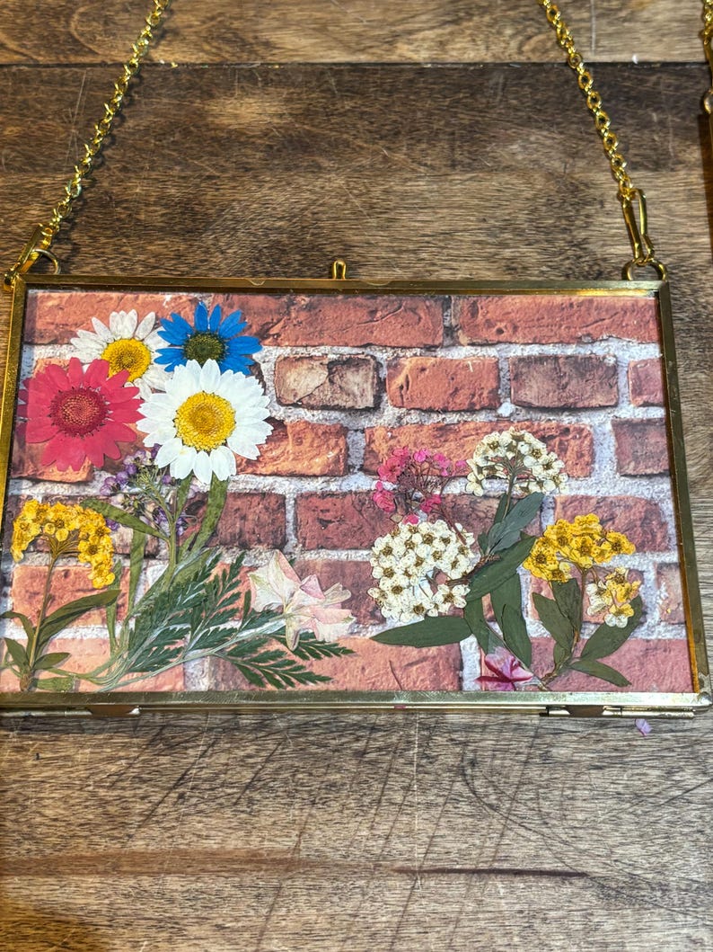 Custom Graffiti Flowers, Pressed Flower Wall Hanging, Spray Paint