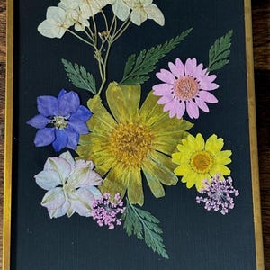 Custom Pressed flower art, pressed flower decor, mixed media art, unique flower art, dried flower art, unique flower art, housewarming, dorm