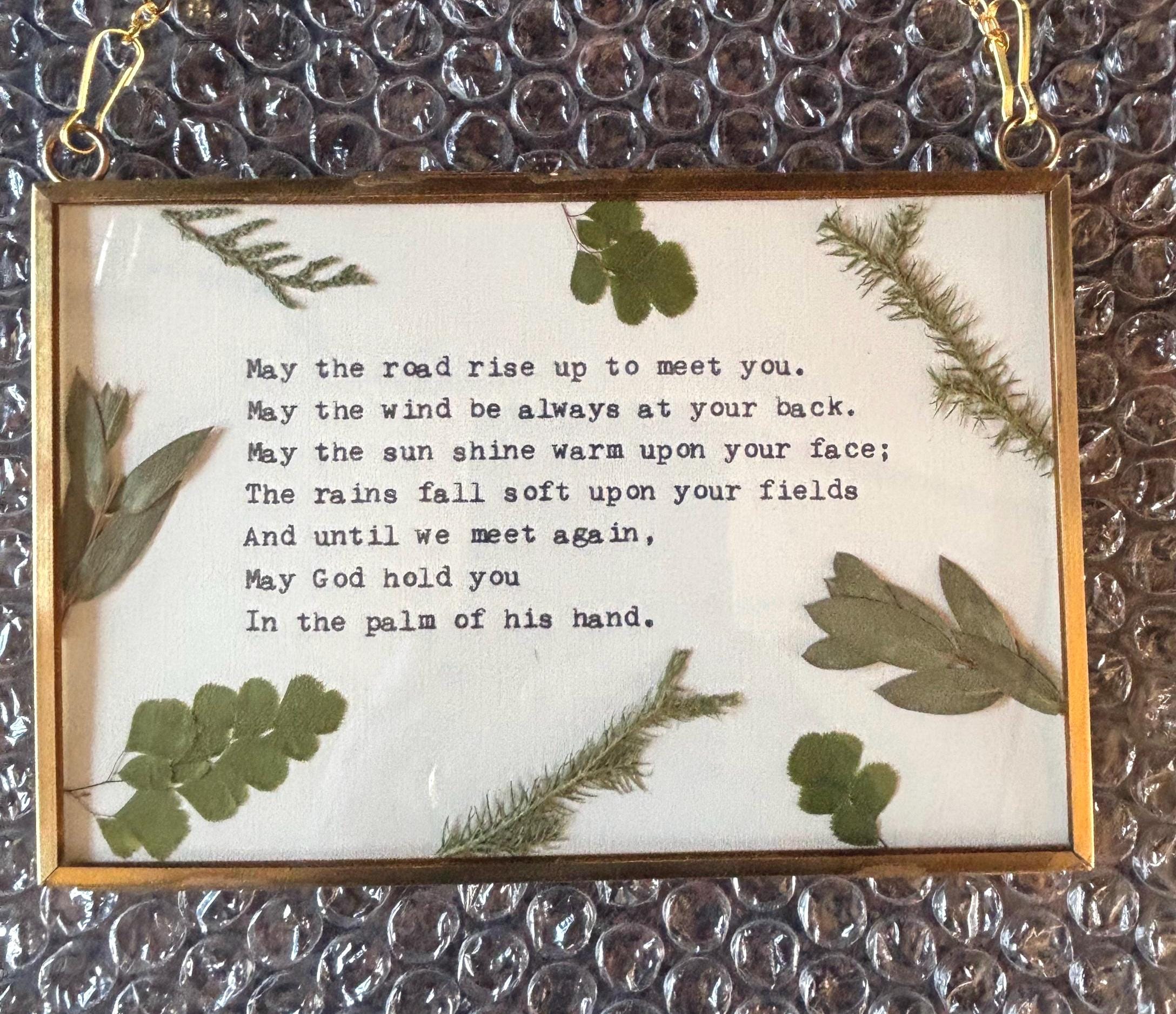 Handcrafted Gaelic Blessing - Typewriter Art With Pressed Flowers - Etsy