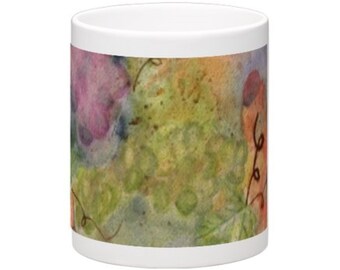 Art Mug,Original Watercolor Mug,Grapes Mug,Wine Lovers Mug,Gift for Wine Lover,Gift for Him,Gift for Her,Teacher Gift, Housewarming Gift