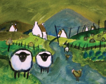 Ireland Art, Irish Art Print, Original Art Print, Irish Friend Gift, Irish Countryside Print, Ireland Art Print