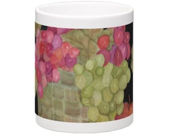 Fruit Basket Mug, Original Art, Original Watercolor, Housewarming Gift, Birthday Gift, Teacher Gift