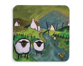 Irish Scene Coasters, Ireland Coasters, Set of 8 Coasters, Bar Decor, Housewarming Gift, Irish Friend Gift, Free Shipping