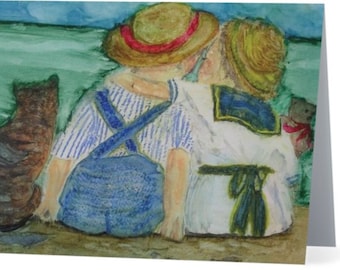 Mother's Day Cards, Nostagic Cards, Children Note Cards, Note Cards, Original Art, Watercolor, Hostess Gifts, Teacher Gift