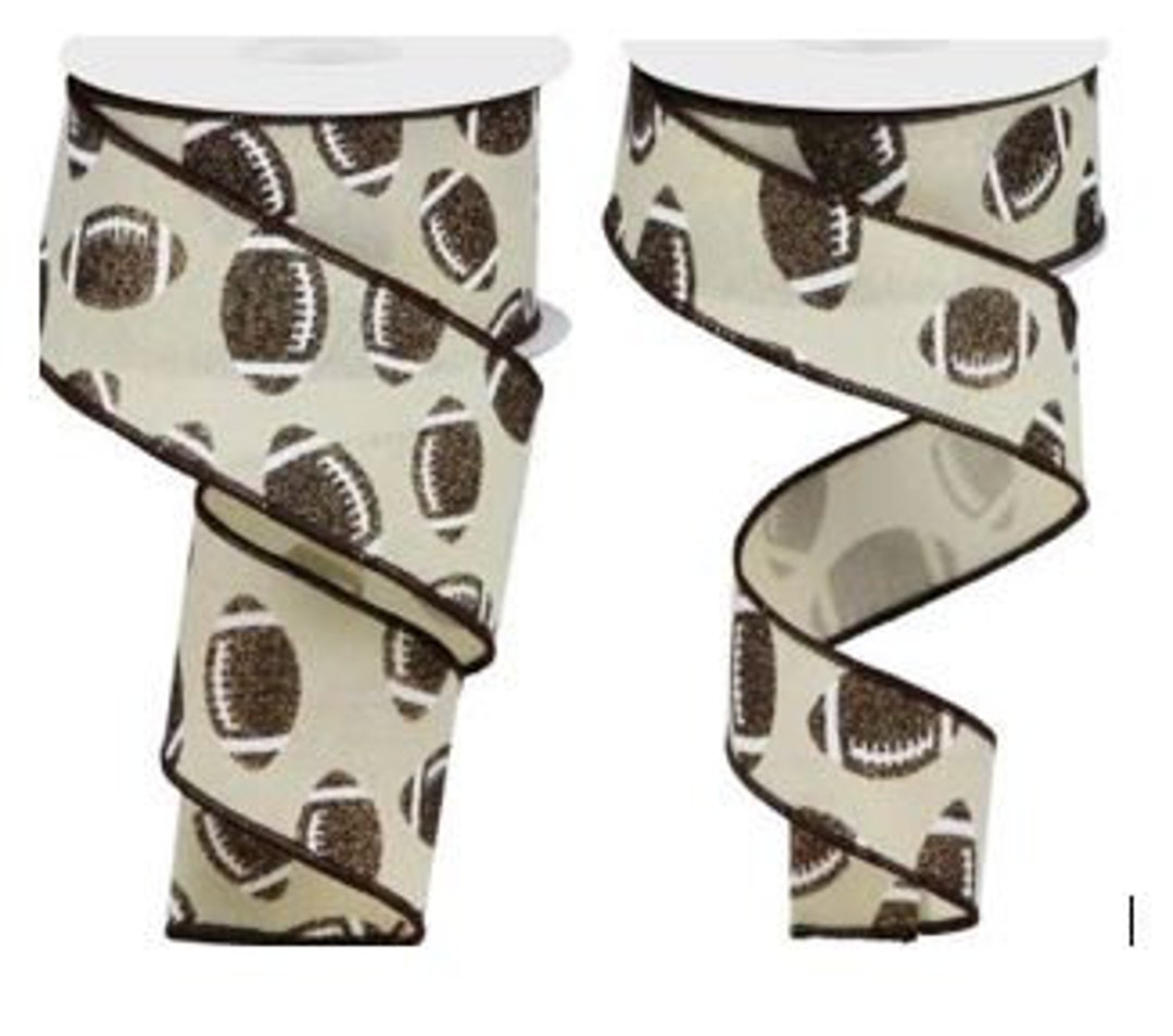 Football Ribbon 2.5 and 1.5 Inch Wired Football Ribbon Etsy