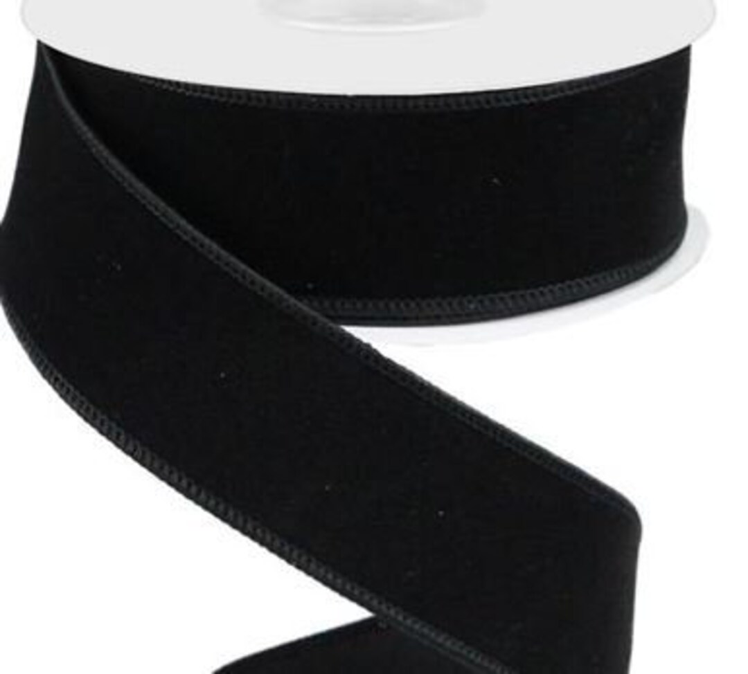 Christmas Ribbon Wired Christmas Black Velvet Ribbon Christmas 1.5