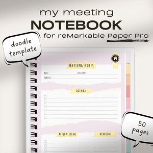 My Meeting Notebook for reMarkable Paper Pro | Make Your Own Index | Hyperlinked Index / PDF | Digital Notes | reMarkable Paper Pro Notes