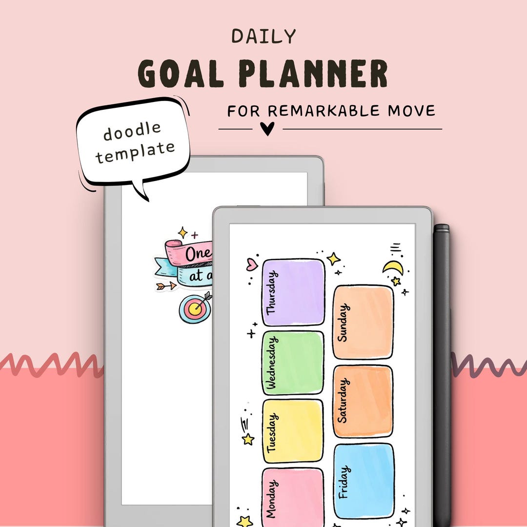Doodle Daily Goal Planner for Remarkable Paper Pro Move | Journaling ...