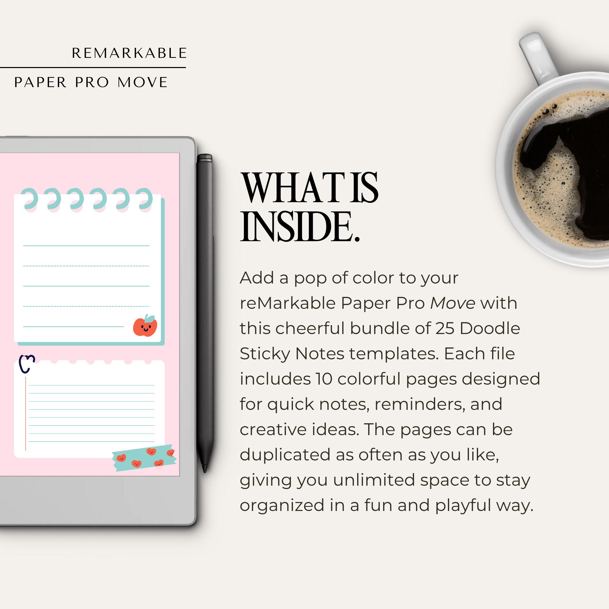 Doodle Sticky Notes Bundle for Remarkable Paper Pro Move | Memo Notes ...