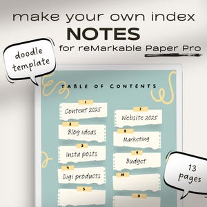 Note per reMarkable Paper Pro / Crea il tuo indice / Indice con collegamento ipertestuale / PDF / Note digitali / Note di reMarkable Paper Pro