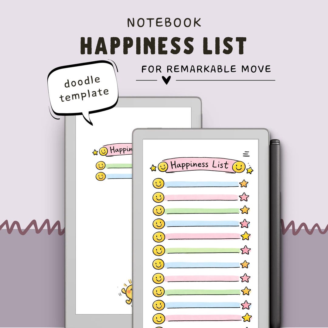 Doodle Happiness List for Remarkable Paper Pro Move | Brain Dump ...