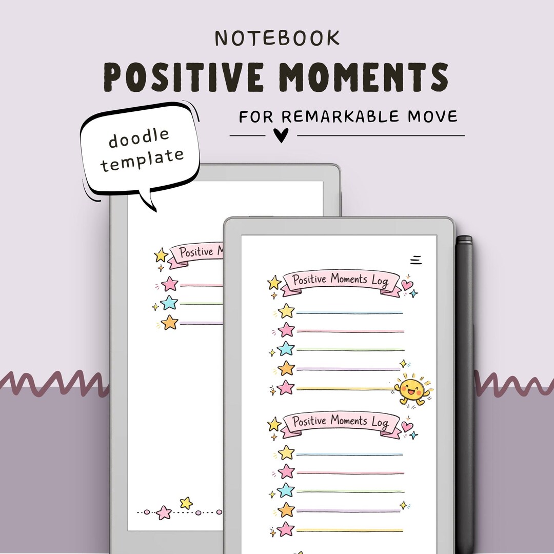Doodle Positive Moments Log for Remarkable Paper Pro Move | Journaling ...