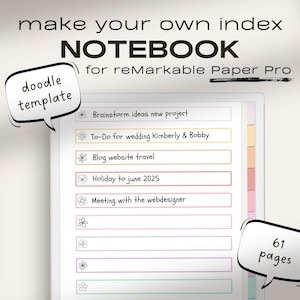 Notebook for reMarkable Paper Pro | Make Your Own Index | Hyperlinked Index / PDF | Digital Notes | reMarkable Paper Pro Notes
