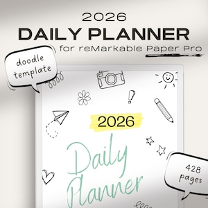Doodle Daily Planner 2026 | Minimalist Daily Planner & Digital Journal 2026 | Hyperlinked Planner | reMarkable Paper Pro Planner Templates
