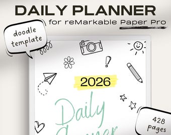 Doodle Daily Planner 2026 for reMarkable Paper Pro | Monthly / Yearly Planner | Digital Journal 2026 | reMarkable Calendar 2026