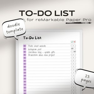 To-Do list for reMarkable Paper Pro | reMarkable Task Tracker | Checklist | Notes | To Do List Template | reMarkable Template To Do