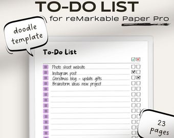 To-do List for Remarkable Paper Pro | Remarkable Task Tracker ...