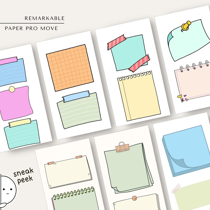 Doodle Sticky Notes Bundle for Remarkable Paper Pro Move | Memo Notes ...