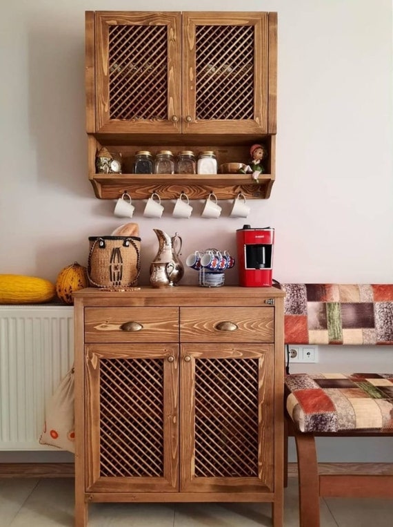 Wooden dish cabinet discount