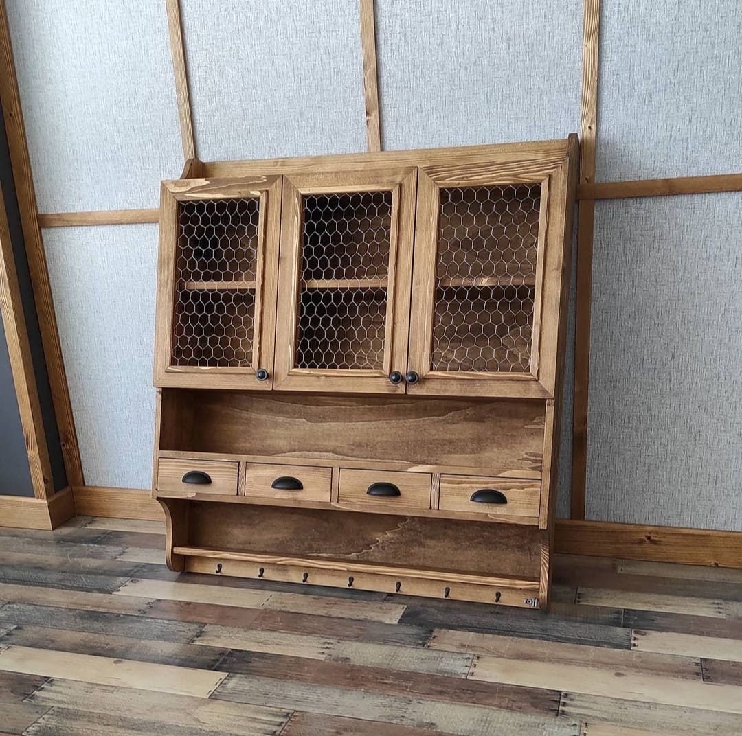 Wooden Farmhouse Cabinet, Kitchen Shelf, Kitchen Decor Rustic Wall ...