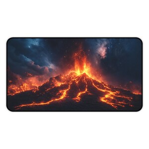 Volcanic Eruption Desk Mat: Fiery Lava Mountain Mouse Pad