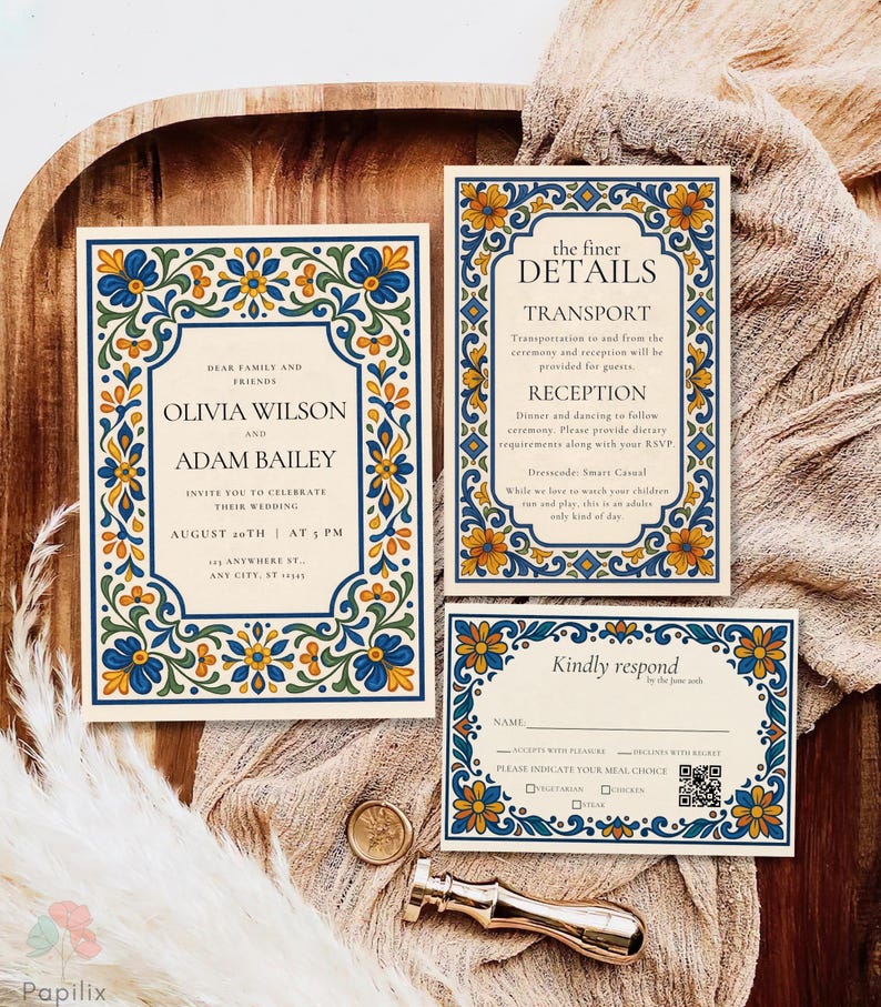 Elegancia y Tradición: Spanish Theme Wedding Invite Designs