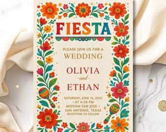 Mexican Fiesta Invitation Template, Colorful Talavera Party Invite, Editable Floral Maracas Template, Cinco de Mayo Fiesta Invitations