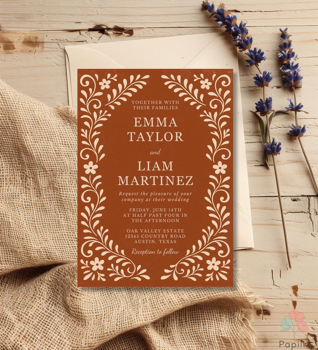 Mexican Wedding Invitation Template, Terracotta Fiesta Invite, Talavera ...