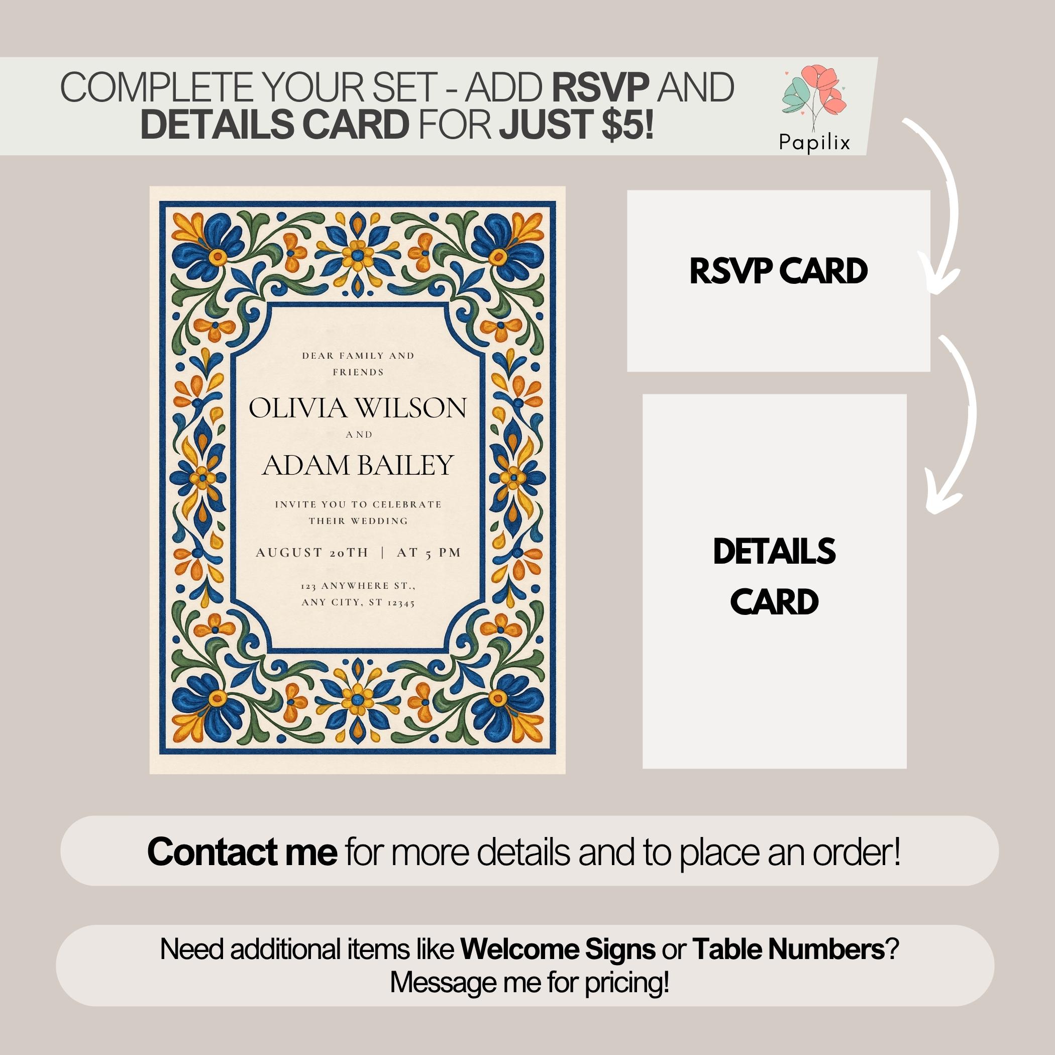 Mexican Wedding Invitation, Talavera Tile Invite, Blue and Yellow ...