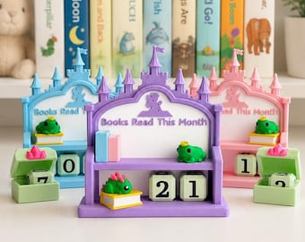 Castle Reading Tracker, 3D Printed Fairy Tale Book Counter, Kids Monthly Goal