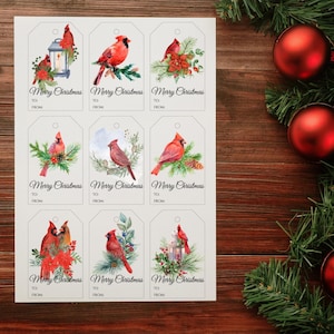 Cardinal Weihnachten Geschenkanhänger | Sofortiger digitaler Download | Druckbare Urlaub Tags | Elegante rote Vogel Designs |  Festliche Winter Geschenkanhänger