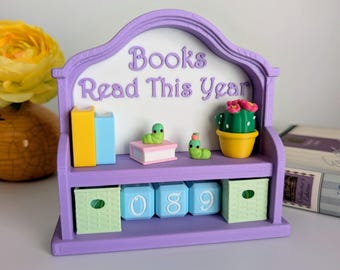 Books Read Reading Tracker, Year Or Month Counter, Bookshelf Decor, Book Lover Gift