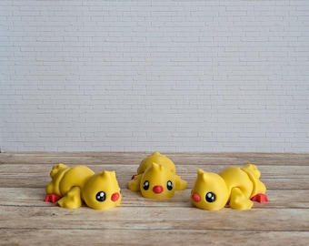 Chick Pocket Pet, 3D Printed Baby Chicken Articulated Fidget Toy, Kawaii Easter Gift