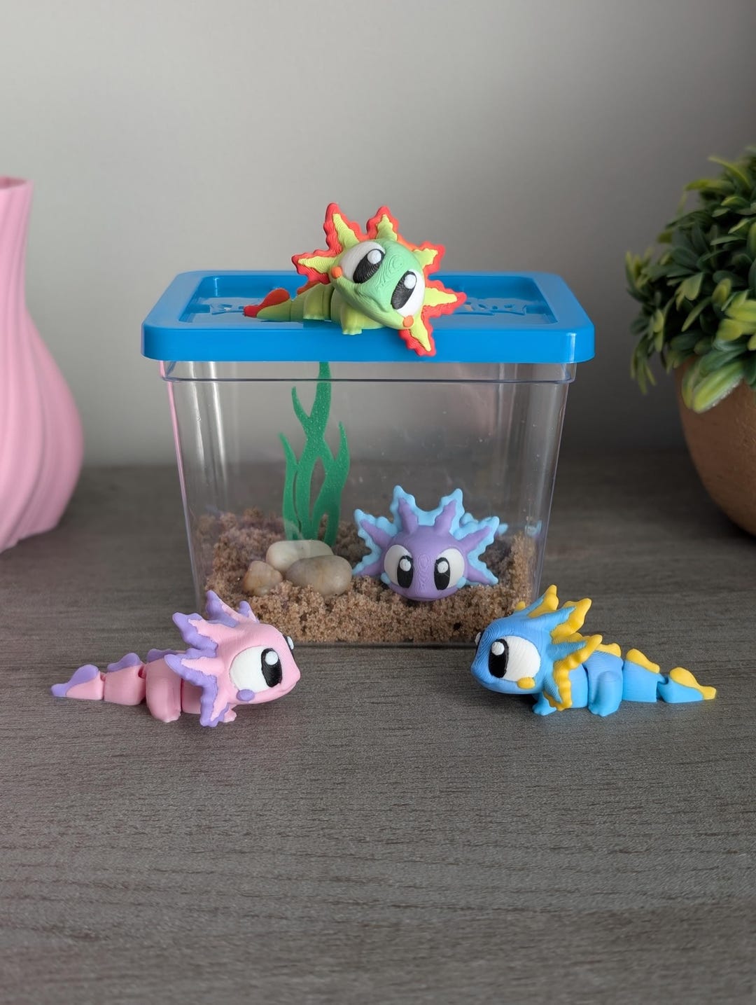 Curated visual reference: Picture Idea: Axolotl Desk Pet Cute 3D Printed Desk Buddy With Mini
