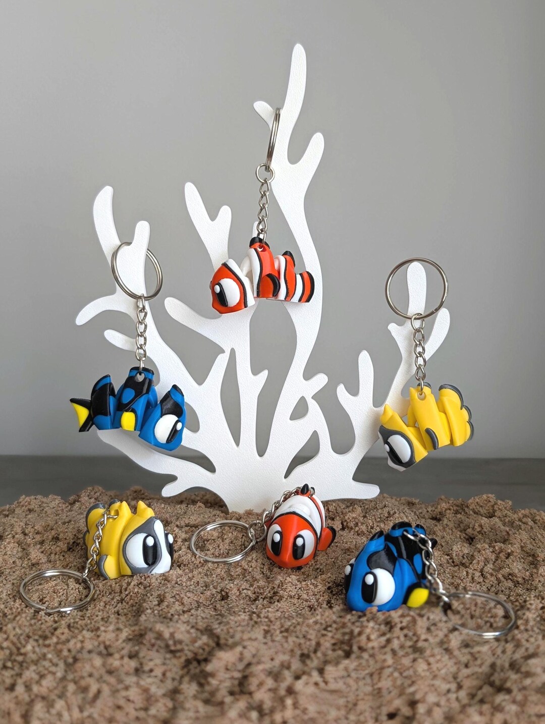 Tropical Fish Keychain, 3D Printed: Articulated Fidget Toy, Ocean ...