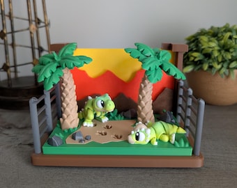 Jurassic Dinosaur Diorama, Baby Dino Habitat, 3D Printed Dinosaur Desk Playset