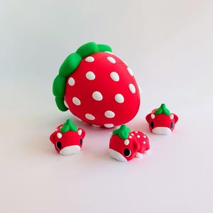 Strawberry Cow Desk Pet, 3D Printed Fidget with Optional Matching Container